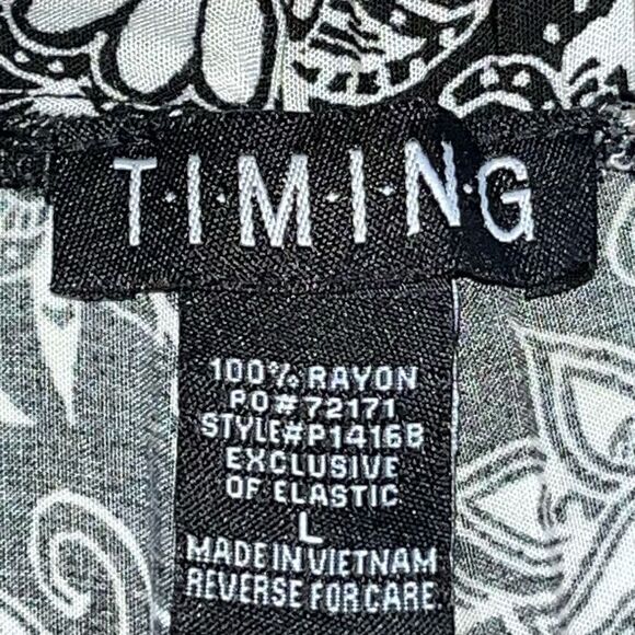 Timing Women’s Size Large Floral Graphic Paisley Pants Black Multicolor Wide Leg - Picture 3 of 7